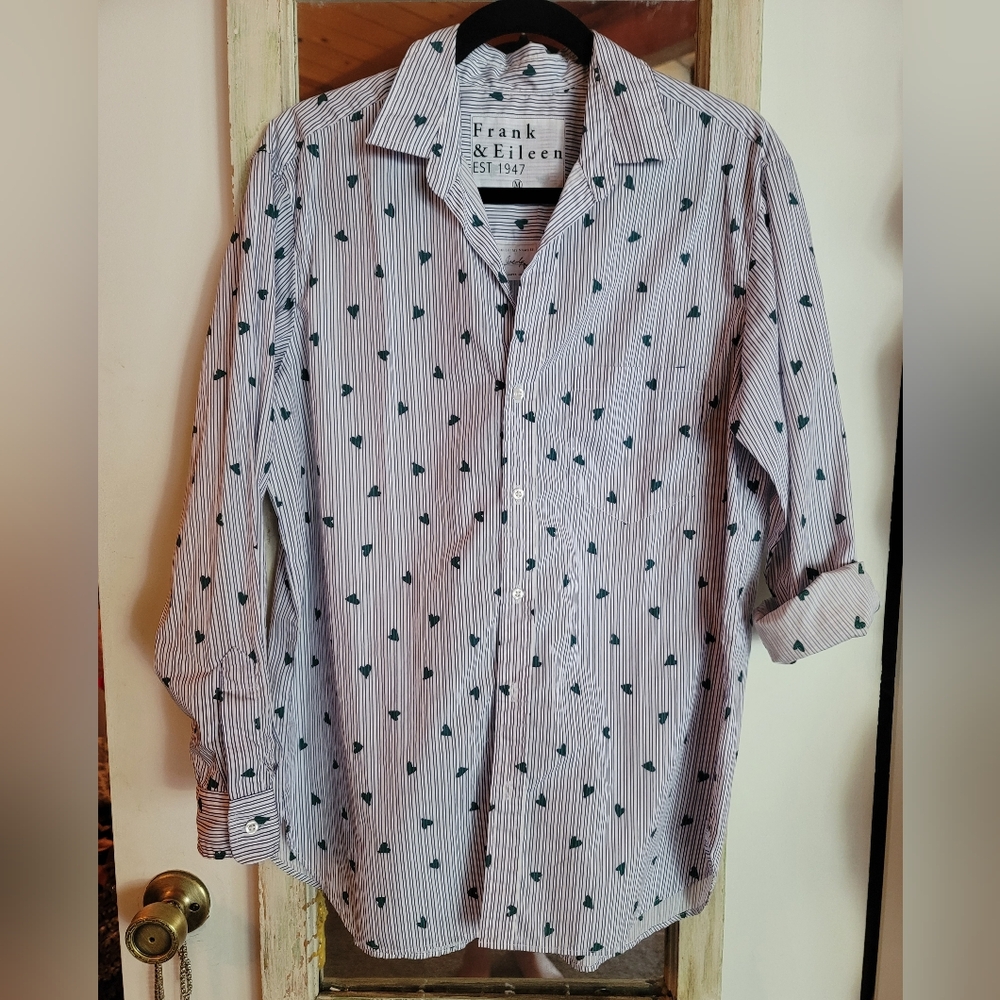 Women's Heart Print Button Down Shirt